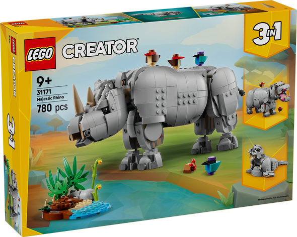 Wild Animals: Majestic Rhino with Birds
