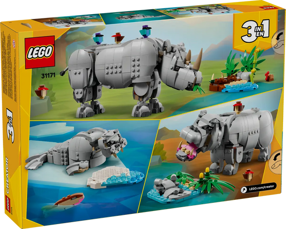 Wild Animals: Majestic Rhino with Birds