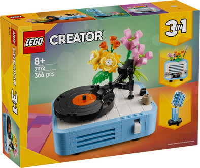 Record Player with Flowers