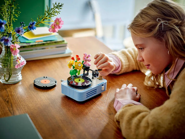 Record Player with Flowers