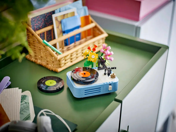 Record Player with Flowers