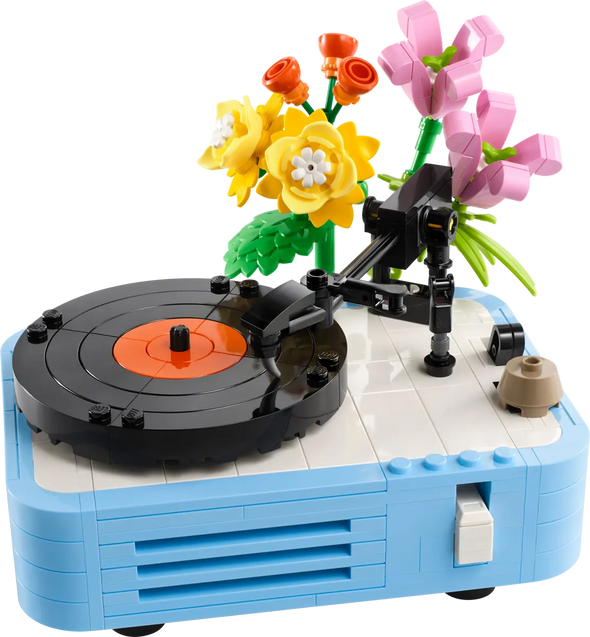 Record Player with Flowers