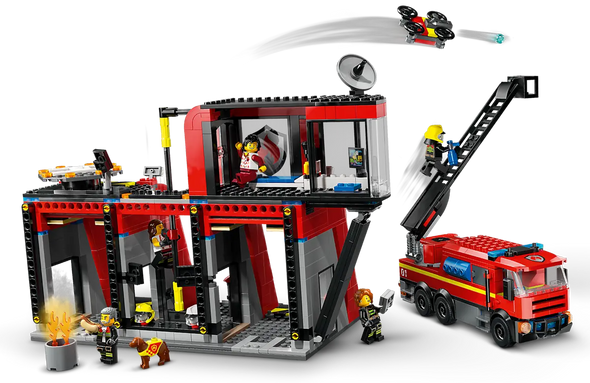 Fire Station with Fire Engine
