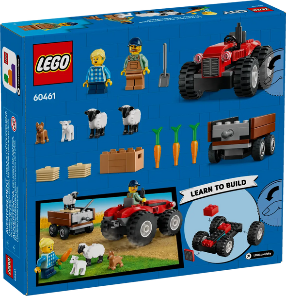 Red Farm Tractor with Trailer & Sheep