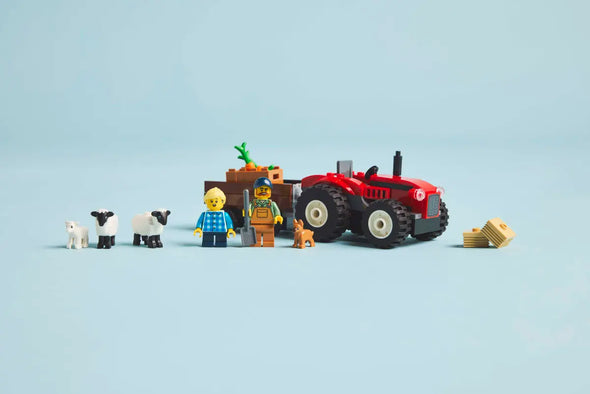 Red Farm Tractor with Trailer & Sheep