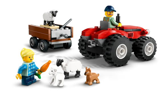 Red Farm Tractor with Trailer & Sheep